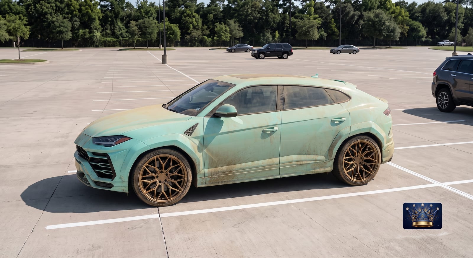 Lamborghini Urus before detailing — dusty, grimy paint