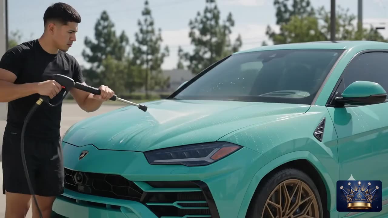 A Royal Shine team detailing a Lamborghini Urus